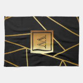 Zwart en gouden geometrisch theedoek (Horizontaal)