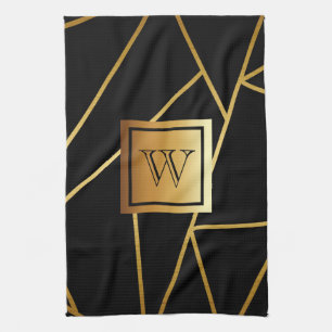 Zwart en gouden geometrisch theedoek