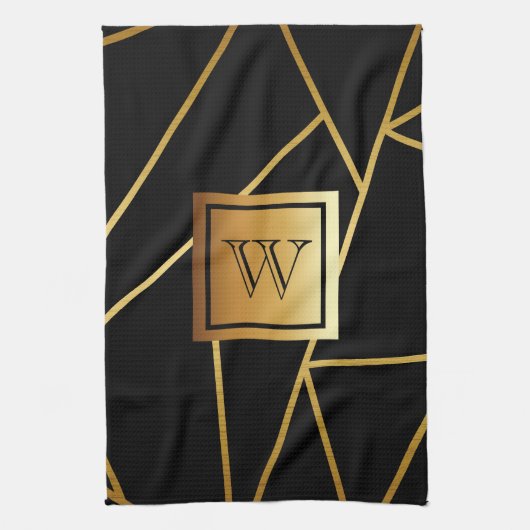Zwart en gouden geometrisch theedoek (Verticaal)