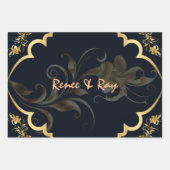 Zwart en gouden gepersonaliseerd omslagpapier inpakpapier vel (Voorkant 3)