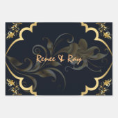 Zwart en gouden gepersonaliseerd omslagpapier inpakpapier vel (Voorkant 2)