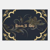 Zwart en gouden gepersonaliseerd omslagpapier inpakpapier vel (Voorkant)