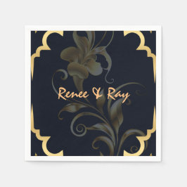 Zwart en gouden gepersonaliseerde papieren servett servet