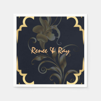 Zwart en gouden gepersonaliseerde papieren servett servet