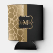 Zwart en gouden Giraffe Patroon Blikjeskoeler (Achterkant)