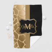 Zwart en gouden Giraffe Patroon Golfhanddoek (Insitu)