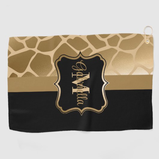 Zwart en gouden Giraffe Patroon Golfhanddoek (Horizontaal)