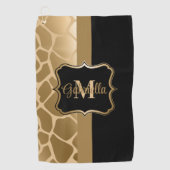 Zwart en gouden Giraffe Patroon Golfhanddoek (Voorkant)