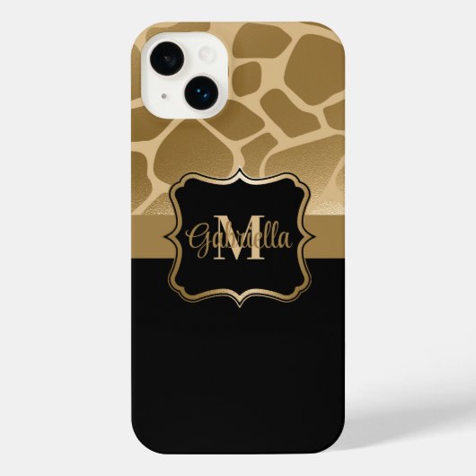 Zwart en gouden Giraffe Patroon iPhone Hoesje (Achterkant)