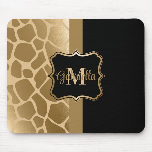 Zwart en gouden Giraffe Patroon Muismat (Voorkant)