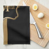 Zwart en gouden Giraffe Patroon Theedoek (Quarter Fold)