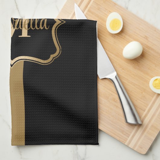 Zwart en gouden Giraffe Patroon Theedoek (Quarter Fold)