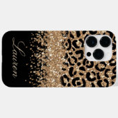Zwart en gouden glinster luipaardprint Case-Mate iPhone case (Achterkant (horizontaal))