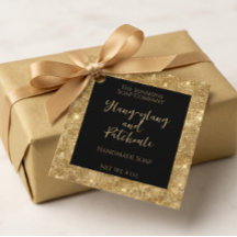 Zwart en gouden glinsterend cosmeticaproductlabel