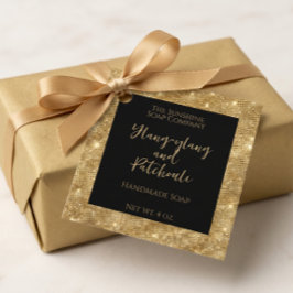 Zwart en gouden glinsterend cosmeticaproductlabel bedankjes labels