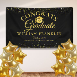 Zwart en gouden glinsterende moderne afstuderen spandoek