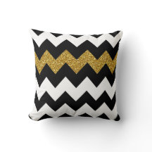 Zwart en gouden glitter Chevron in White
