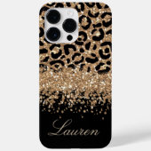 Zwart en gouden glitter-leopard afdrukken Case-Mate iPhone case (Achterkant)