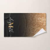 Zwart en Gouden Glitter Monogram Bad Handdoek (Handdoek)