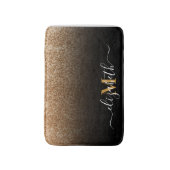 Zwart en Gouden Glitter Monogram Badmat (Voorkant Verticaal)