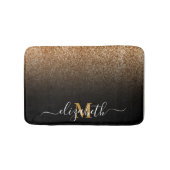 Zwart en Gouden Glitter Monogram Badmat (Voorkant)