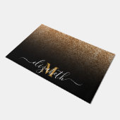 Zwart en Gouden Glitter Monogram Deurmat (Schuin)