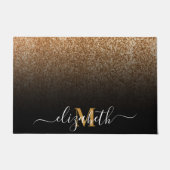 Zwart en Gouden Glitter Monogram Deurmat (Voorkant)