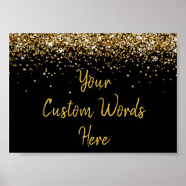 Zwart en gouden glitter verjaardagsfeest jubileumf poster
