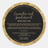 Zwart en gouden glitters Body Butter Pot Label (Voorkant)