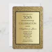 Zwart en gouden glitters bruiloft 50ste verjaardag kaart (Voorkant)