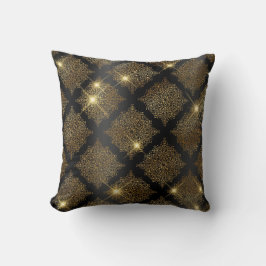 Zwart en gouden glitters filigraanpatroon kussen