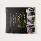 Zwart en gouden glitters Glittereinlage Afstudeerf Wandkleed (Voorkant (horizontaal))