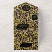 Zwart en gouden Gothic patroon All In One Uitnodiging (Buitenkant)