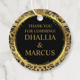 Zwart en gouden Gothic patroon Bedankjes Labels