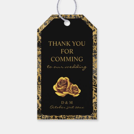 Zwart en gouden Gothic patroon Cadeaulabel (Voorkant)