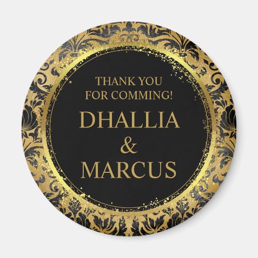 Zwart en gouden Gothic patroon Magneet (Voorkant)