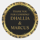 Zwart en gouden Gothic patroon Ronde Sticker (Voorkant)