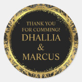 Zwart en gouden Gothic patroon Ronde Sticker (Voorkant)