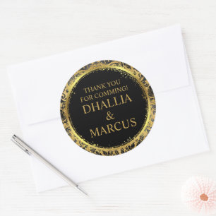 Zwart en gouden Gothic patroon Ronde Sticker