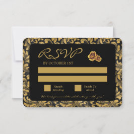 Zwart en gouden Gothic patroon RSVP Kaartje