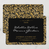 Zwart en gouden Gothic patroon Save The Date (Voorkant / Achterkant)