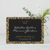 Zwart en gouden Gothic patroon Save The Date (Staand voorkant)