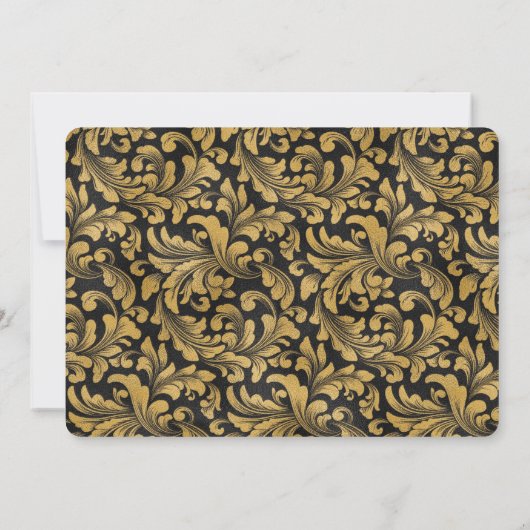 Zwart en gouden Gothic patroon Save The Date (Achterkant)