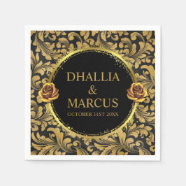 Zwart en gouden Gothic patroon Servet