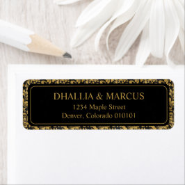 Zwart en gouden Gothic Patten Etiket
