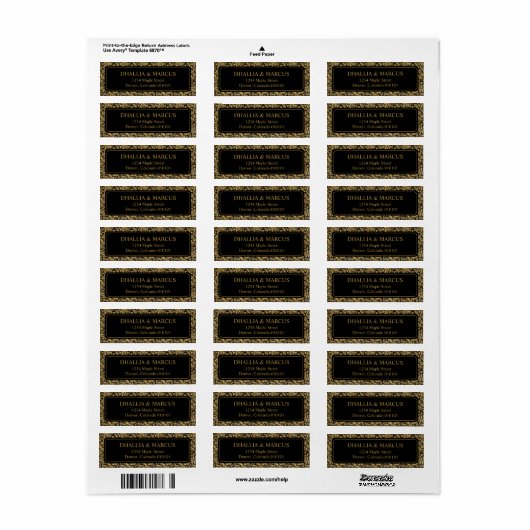 Zwart en gouden Gothic Patten Etiket (Full Sheet)
