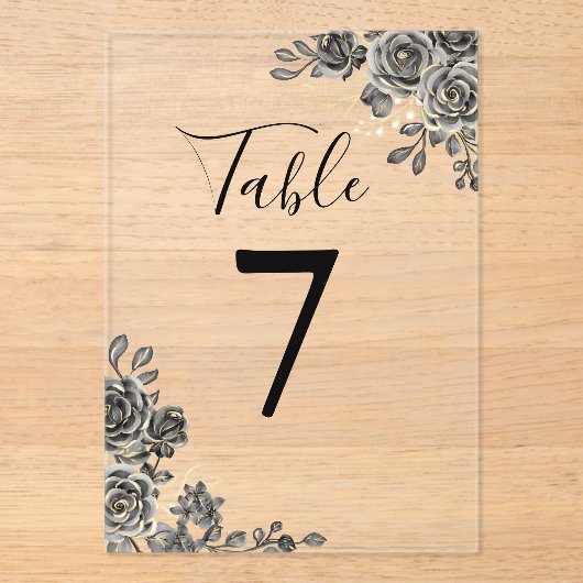 Zwart en gouden gotische bloem tafelnummer (Voorkant)