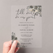 Zwart En Gouden Gotische Rozen Bloemen Bruiloft Acryl Uitnodigingen (Insitu (Draagbaar))