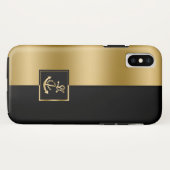 Zwart en gouden gouden gouden bootanker Case-Mate iPhone case (Achterkant (horizontaal))