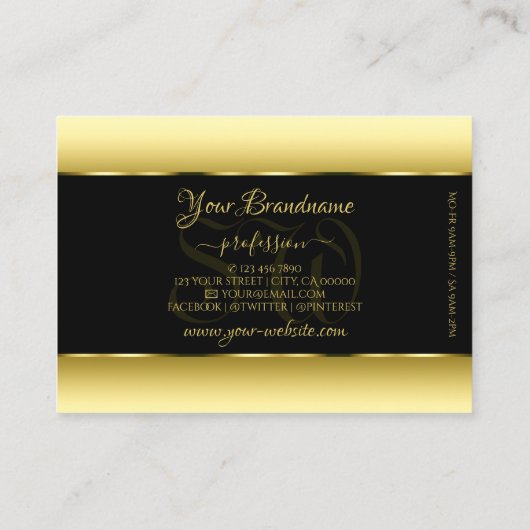 Zwart en Gouden Gradiënt Initialen Gouden Ovaal Li Visitekaartje (Achterkant)